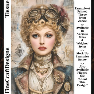 Lockige Steampunk-Frau Collage DM1R Decoupage Seidenpapier