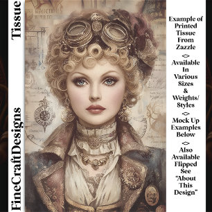 Lockige Steampunk-Frau Collage DM1RF Decoupage Seidenpapier