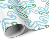 Lockiges Blatt in Grün und Aqua Geschenkpapier (Rolleneckpunkt)