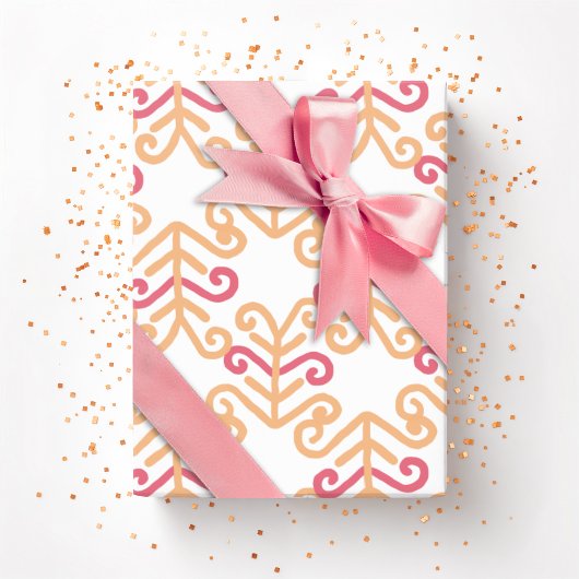 Lockiges Blatt in Rosa und Orange Geschenkpapier