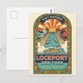 Lockport NY Retro-Reiseposter Postkarte (Vorne/Hinten)