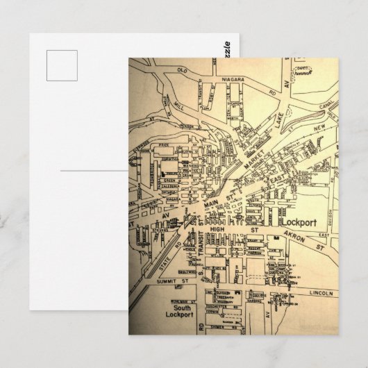 Lockport, NY Vintag Map Postkarte (Vorne/Hinten)