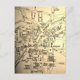 Lockport, NY Vintag Map Postkarte