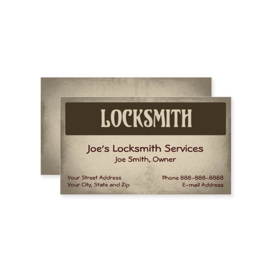 Locksmith Business Card Visitenkarte (Vorderseite/Rückseite Beispiel)