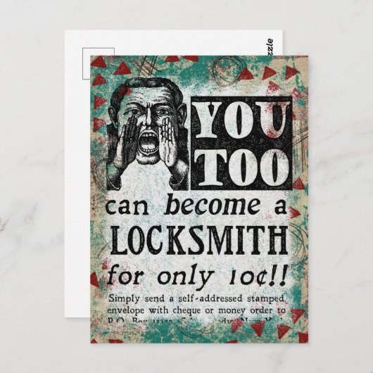 Locksmith - Funny Vintage Retro Postkarte (Vorne/Hinten)