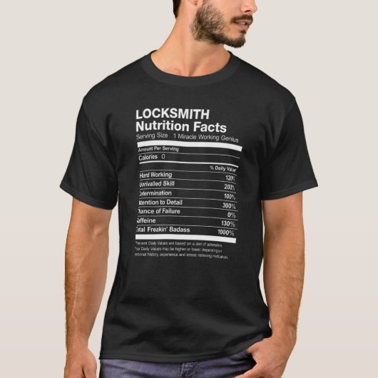 Locksmith Nutrition Facts Funny T-Shirt (Vorderseite)