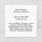 Locksmith Zuhause Services Business Cards Quadratische Visitenkarte (Rückseite)