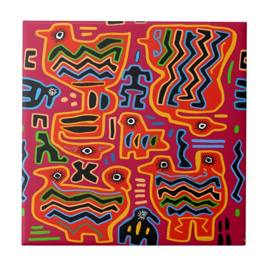 Loco Pajaros con Dos Cabezas Fliese (Vorderseite)