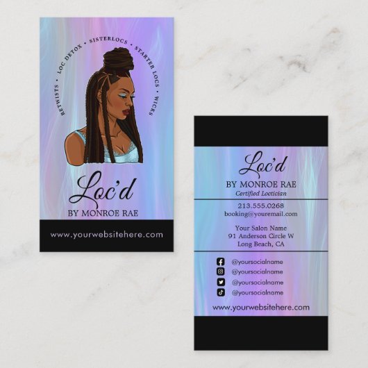 Loctitian Loc Stylist Beauty & Hair Salon Visitenkarte (Vorne/Hinten)