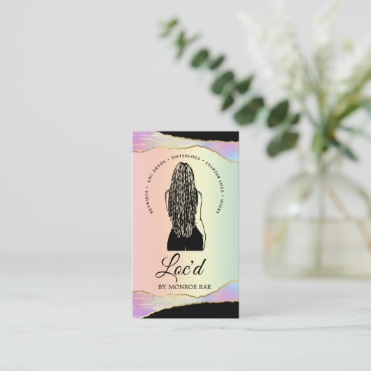 Loctitian & Loc Stylist Beauty Salon Rainbow Holo Visitenkarte (Stehend Vorderseite)