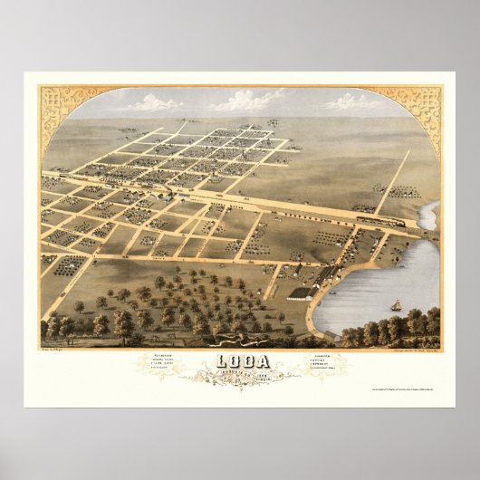 Loda, IL Panorama Karte - 1869 Poster (Vorne)