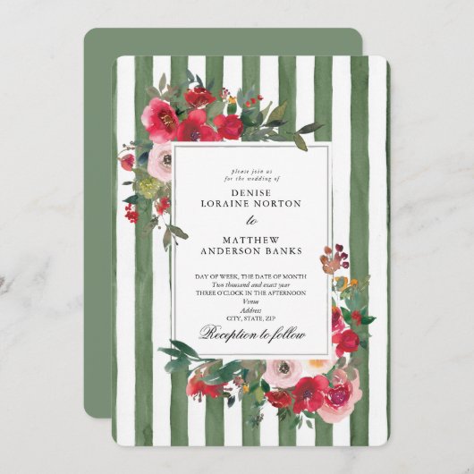 Loden Frost Green Wedding Einladung (Vorne/Hinten)