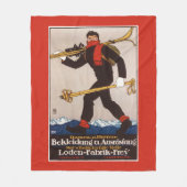 Loden Ski kleidet Skifahren-Anzeige-Plakat Fleecedecke (Vorderseite)