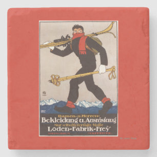 Loden Ski kleidet Skifahren-Anzeige-Plakat Steinuntersetzer