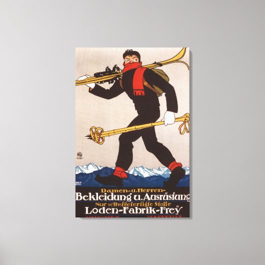 Loden Ski Kleidung Skiwerbung Poster Leinwanddruck (Vorderseite)