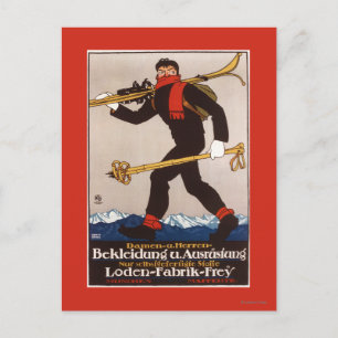 Loden Ski Kleidung Skiwerbung Poster Postkarte