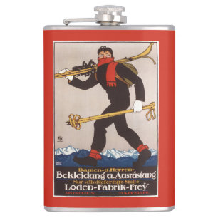 Loden-Ski-Kleidung Skiwerbungsplakat Flachmann