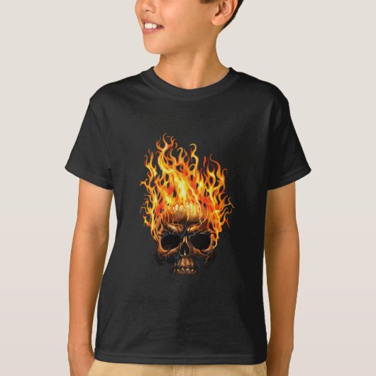 Lodernd-Schädel (Schwarzes) T-Shirt (Vorderseite)