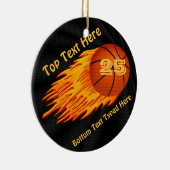 Lodernde Basketball-Verzierung IHRE ZAHL und NAME Keramik Ornament (Rechts)
