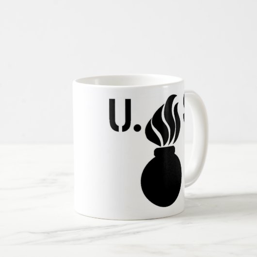 "Lodernde Bomben-" Logo-Kaffee-Tasse US Kaffeetasse (VorderseiteRechts)