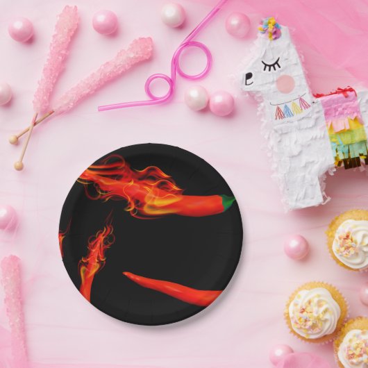 Lodernde Chili-Paprikaschoten Pappteller (Party)