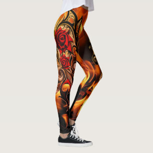 lodernde Drache-Rosen des Goldes Leggings