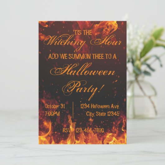 Lodernde Halloween-Party-Einladung Einladung (Stehend Vorderseite)