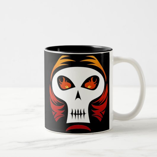 Lodernde Schädel-Tasse Zweifarbige Tasse (Rechts)