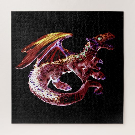 Lodernde Scharlachrote-Drache-Fantasie-Reich-Kühn- Puzzle (Vertikal)