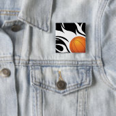 Lodernder Basketball Schwarzweiss Button (Beispiel)