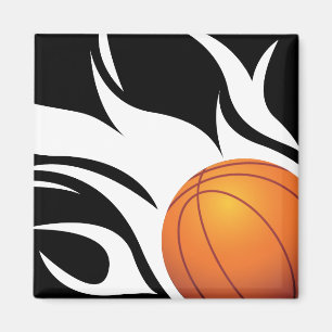 Lodernder Basketball Schwarzweiss Magnet