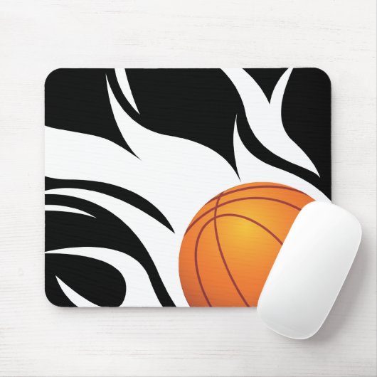 Lodernder Basketball Schwarzweiss Mousepad (Mit Mouse)