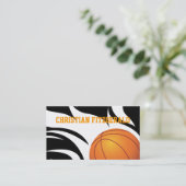 Lodernder Basketball Schwarzweiss Visitenkarte (Stehend Vorderseite)