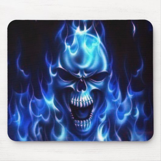 Lodernder blauer Schädel Mousepad (Vorne)