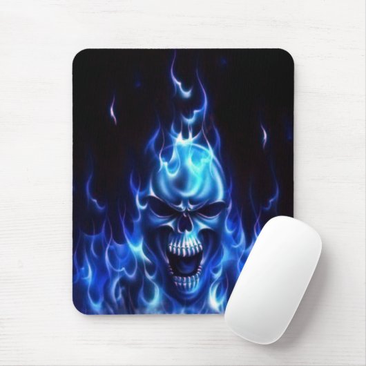 Lodernder blauer Schädel Mousepad (Mit Mouse)