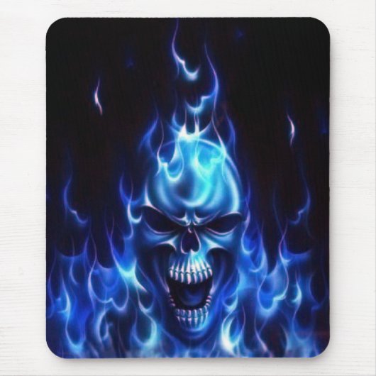 Lodernder blauer Schädel Mousepad (Vorne)