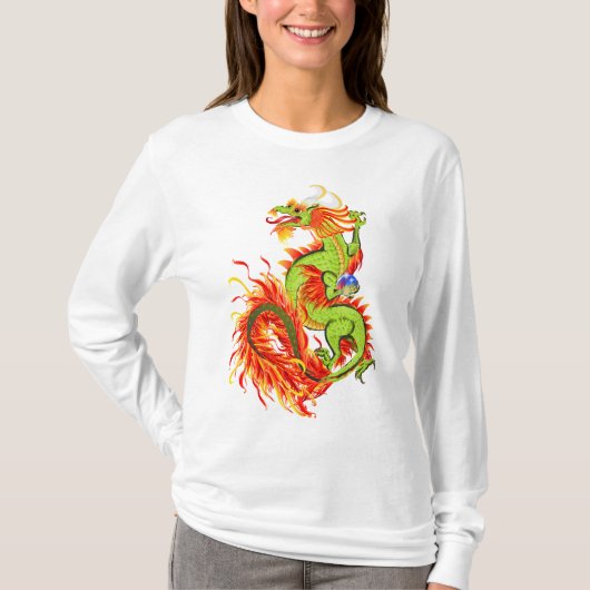 Lodernder Drache mit Symbol-Shirts T-Shirt (Vorderseite)