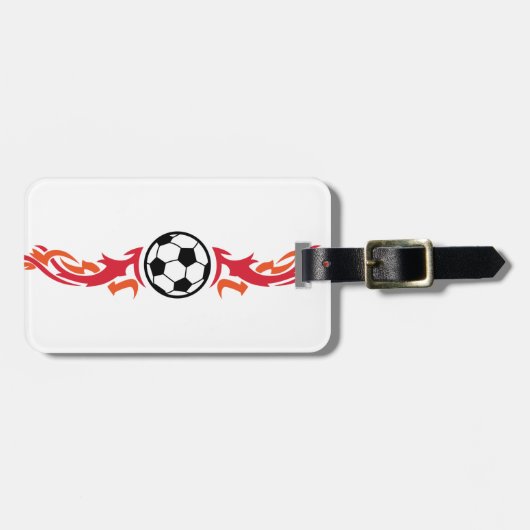 Lodernder Fußball Gepäckanhänger (Vorderseite horizontal)