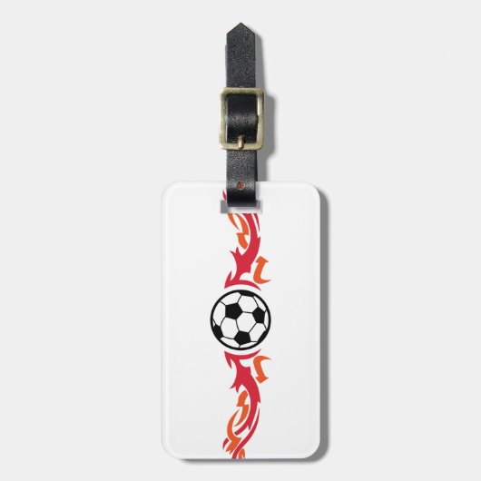 Lodernder Fußball Gepäckanhänger (Vorderseite vertikal)