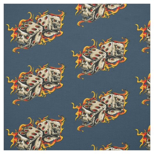 Lodernder Schädel-glückliche Würfel Stoff (Muster)