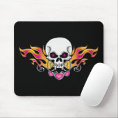 Lodernder Schädel und Herzen Mousepad (Mit Mouse)
