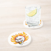 Lodernder Schädel-Untersetzer Sandstein Untersetzer (Seite)