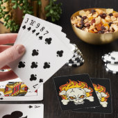 Lodernder Totenkopf mit gekreuzter Knochen Spielkarten (In Situ)