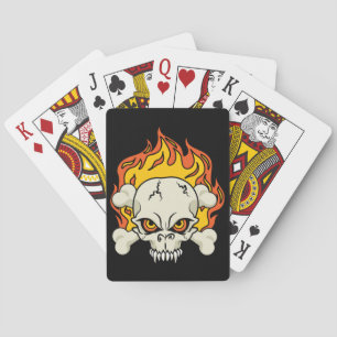 Lodernder Totenkopf mit gekreuzter Knochen Spielkarten