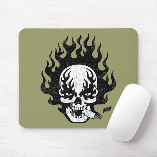 Lodernder Zigarren-Schädel - bw Mousepad (Mit Mouse)