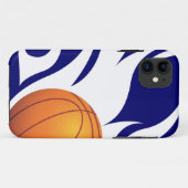 Loderndes Basketball-Blau und Weiß Case-Mate iPhone Hülle (Rückseite (Horizontal))