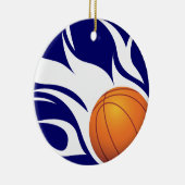 Loderndes Basketball-Blau und Weiß Keramikornament (Rechts)