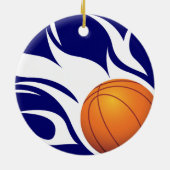 Loderndes Basketball-Blau und Weiß Keramikornament (Hinten)