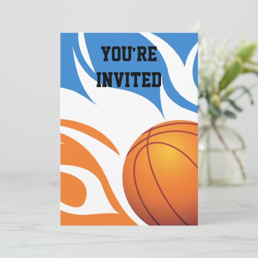 Loderndes Basketball-Geburtstag B-/OParty Einladung (Stehend Vorderseite)