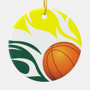 Loderndes Basketball-Grün und Gelb Keramikornament